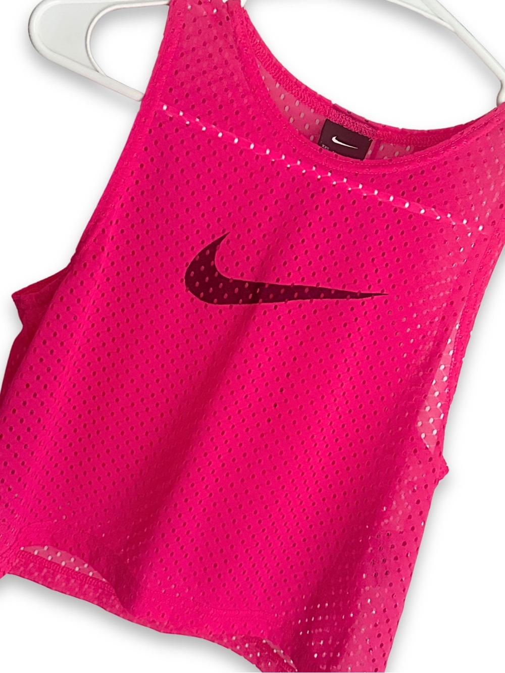 Nike Cropped Mesh Tank XXS Pink Sleeveless Athletic Workout Soccer Top